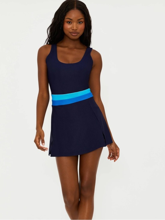 Beach Riot Dresses & Skirts - Beach Riot Navy Mini Dress with Aqua & Cyan Waistband